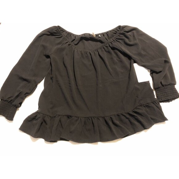 Lily White Top Medium Peplum Black NEW - Picture 3 of 8